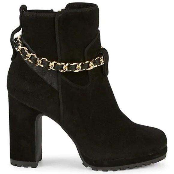 (SOLD) $89 Karl Lagerfeld Paris Lark Chain Suede Booties - Picture 2 of 6